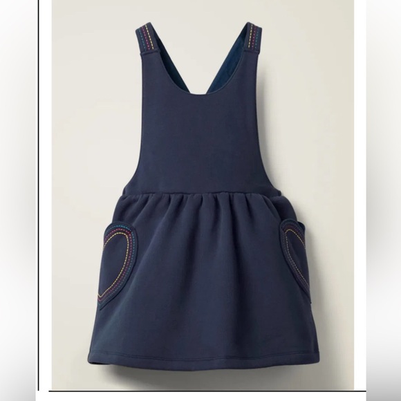 Mini Boden Other - Mini Boden Heart Pocket Cosy Pinafore Navy Blue Dress